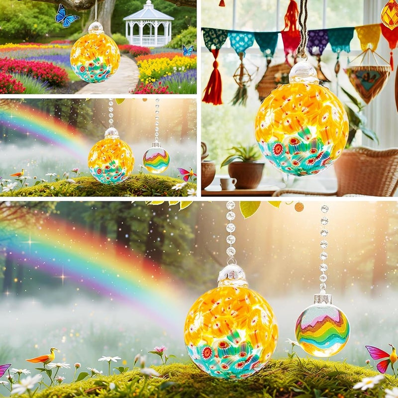 EUSTUMA Hand Blown Glass Witch Ball,Glass Ball Ornament Hanging Garden Gazing Ball Indoor Outdoor Home Décor. (6) - Image 4